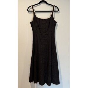 7 For All Mankind Dress Women Small Black Linen Quiet Luxury Travel Dark Cottage